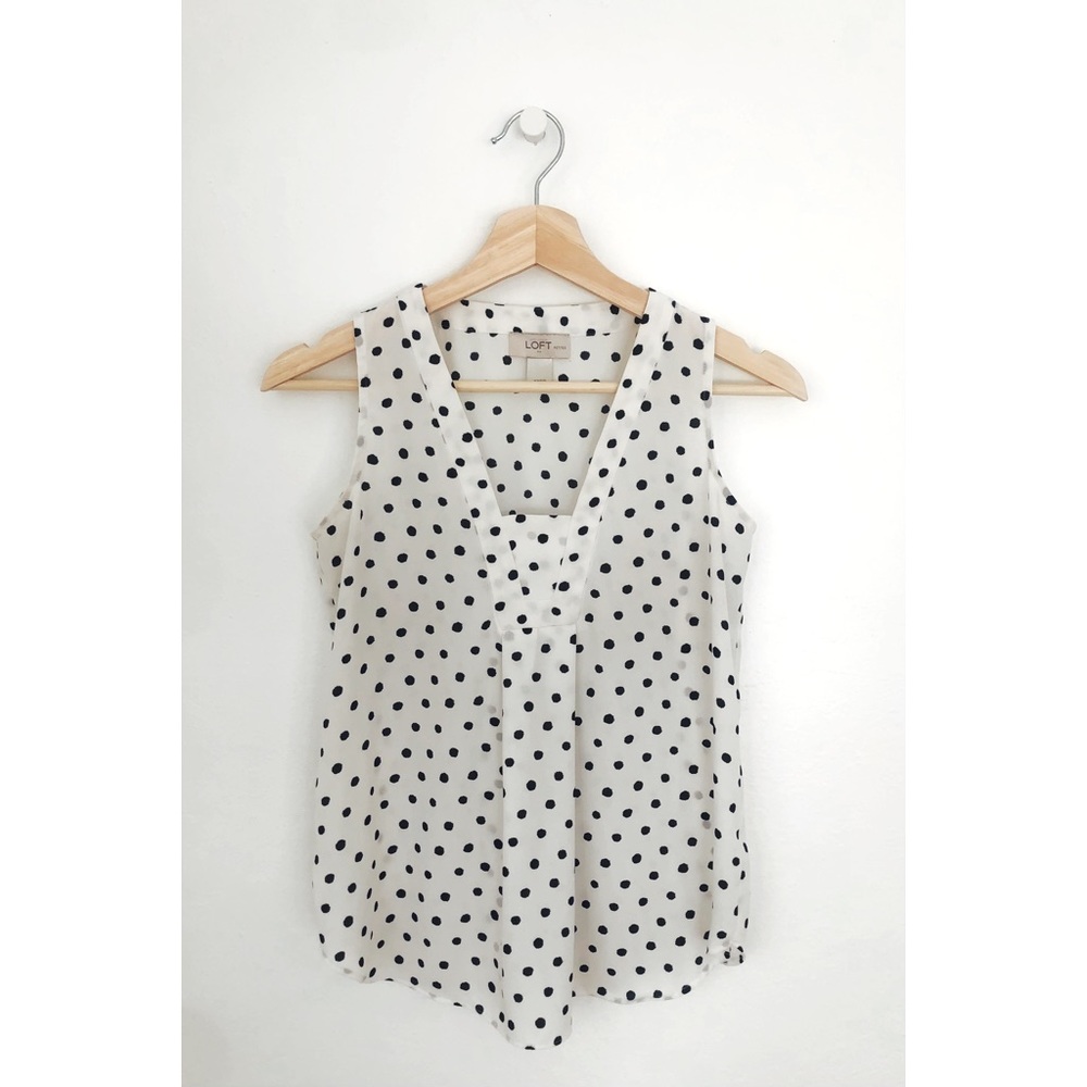 Ann Taylor LOFT White Sleeveless Petite Blouse